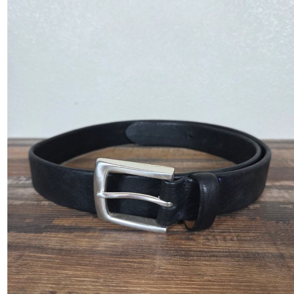 Bosca Vintage Black Leather Men's Belt with Silver Buckle Size 34